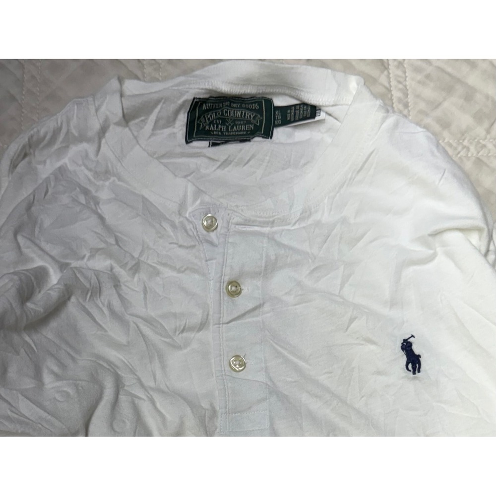 Polo Country Ralph Lauren Henley Shirt Mens XL White Long Sleeve Cotton